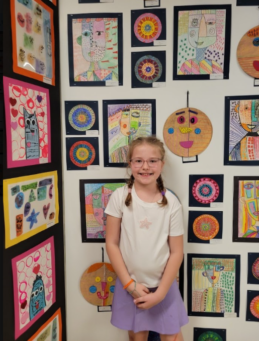 Student with artwork