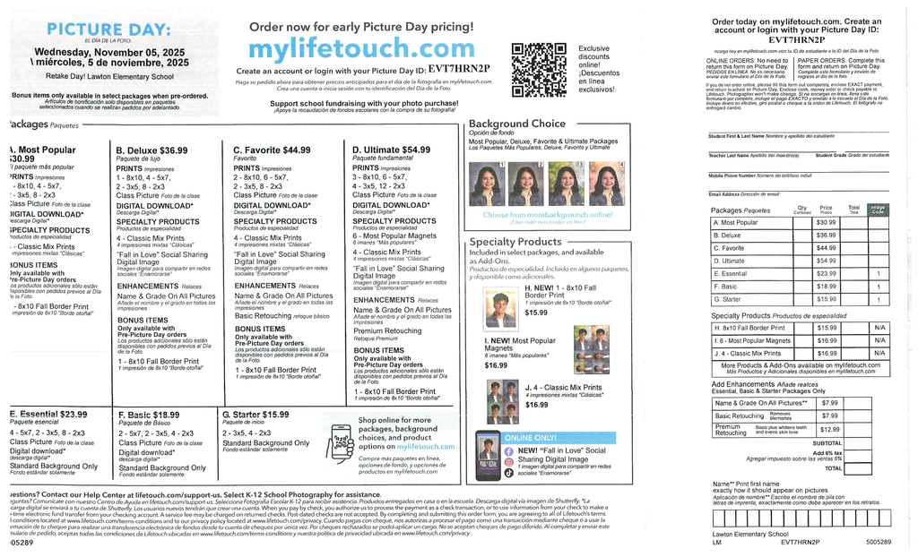 Instructions for picture day.