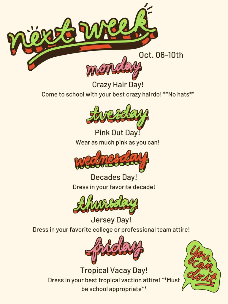 Oct. 6-10 Spirit Week