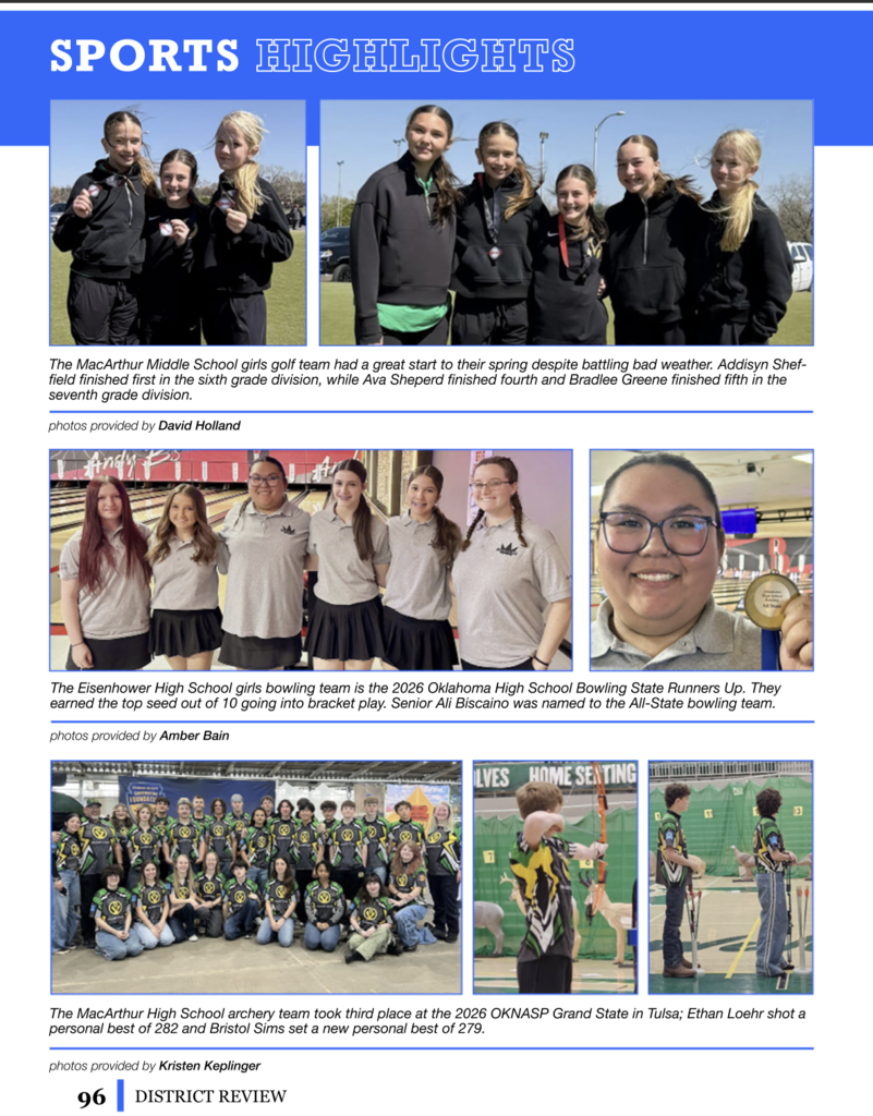Highlight section of various students from bowling, golf, and archery.