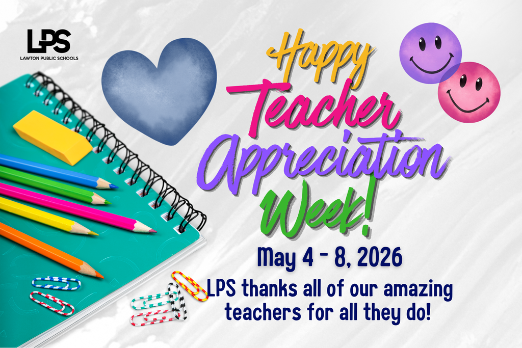 Bright colors and smiling faces adorn the poster. A heart, a notebook, colored pencils, and paperclips are featured.
