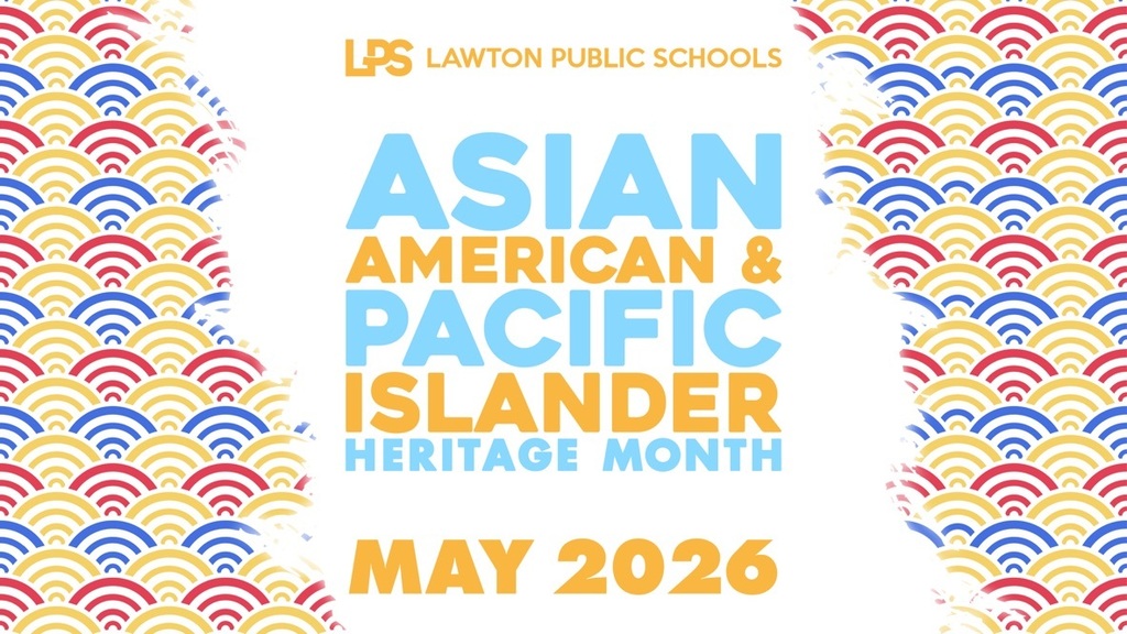A colorful design with waves and text. It says "Asian American & Pacific Islander Heritage Month May 2026."