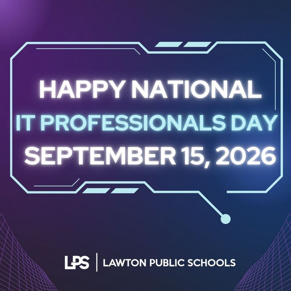 A blue and purple background displays a text message: "Happy National IT Professionals Day September 15, 2026."