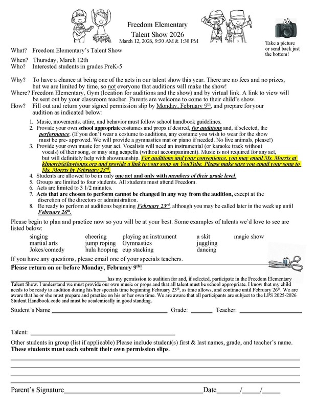 Talent Show Note