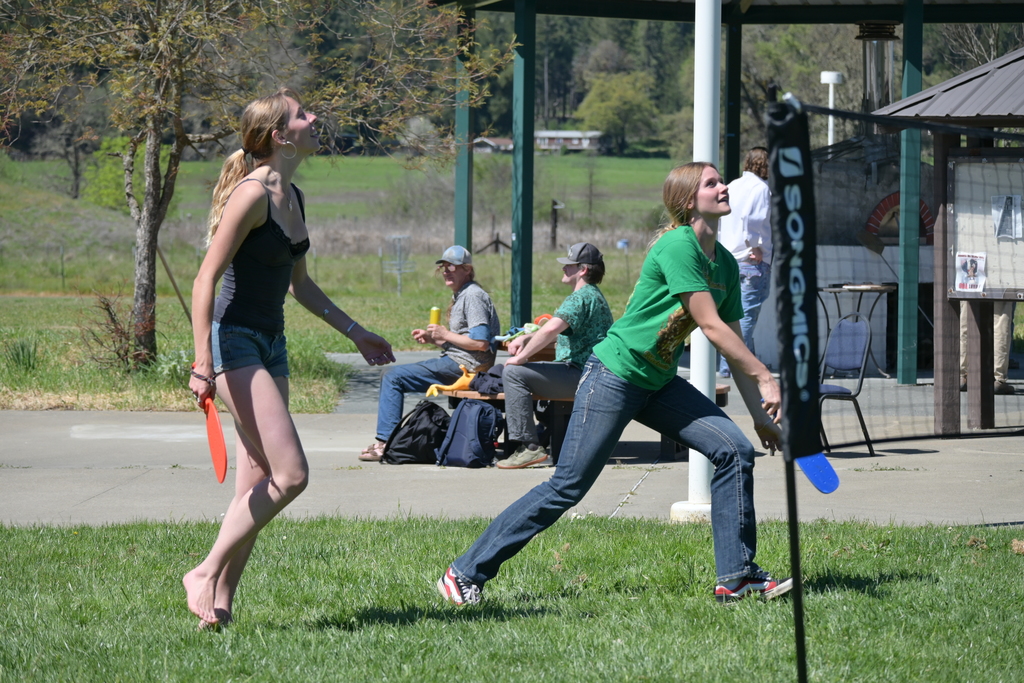 Students play badminton