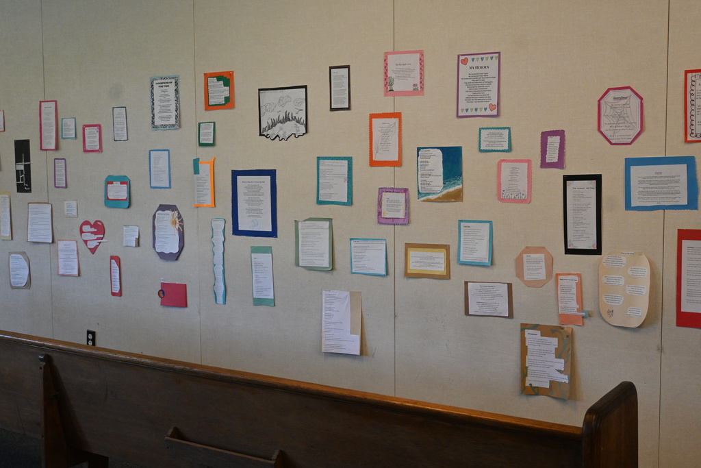 Poems placed on wall in Mr. Teeter's room
