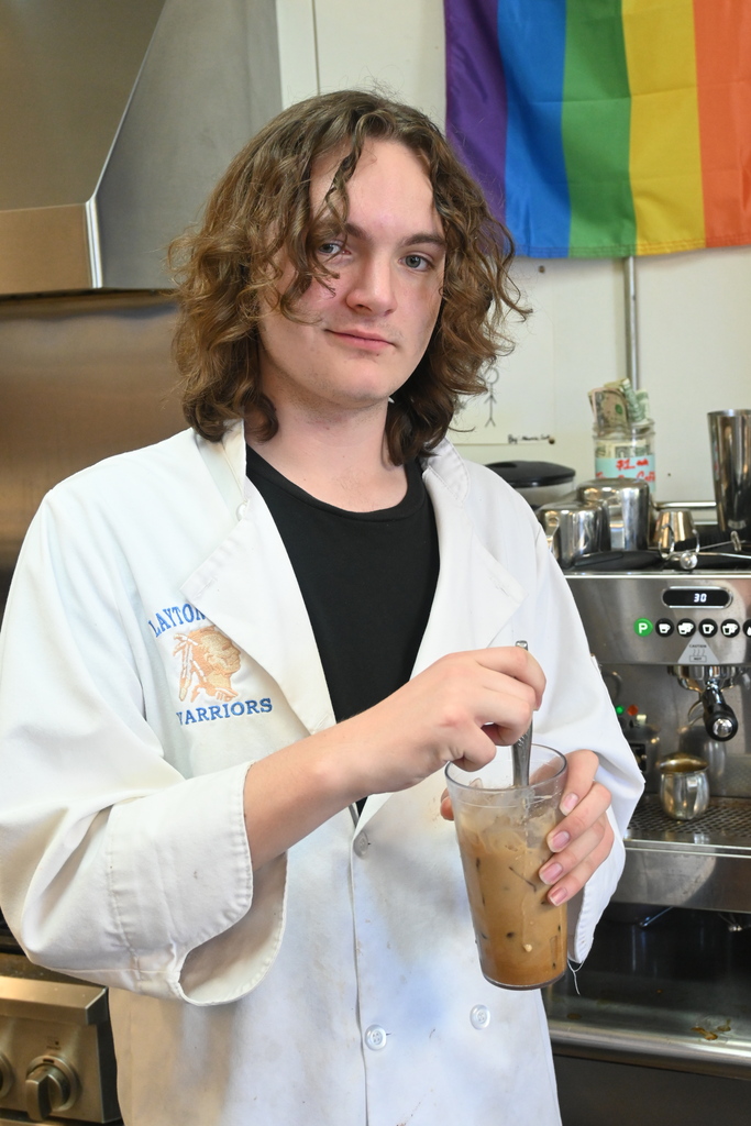 Student makes coffee