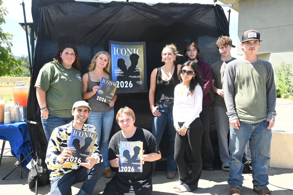 The yearbook class poses for a photo