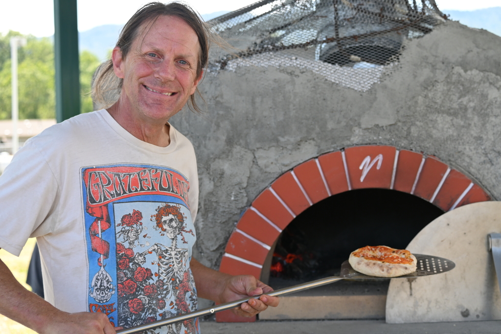 Mr. Adams helped make pizzas