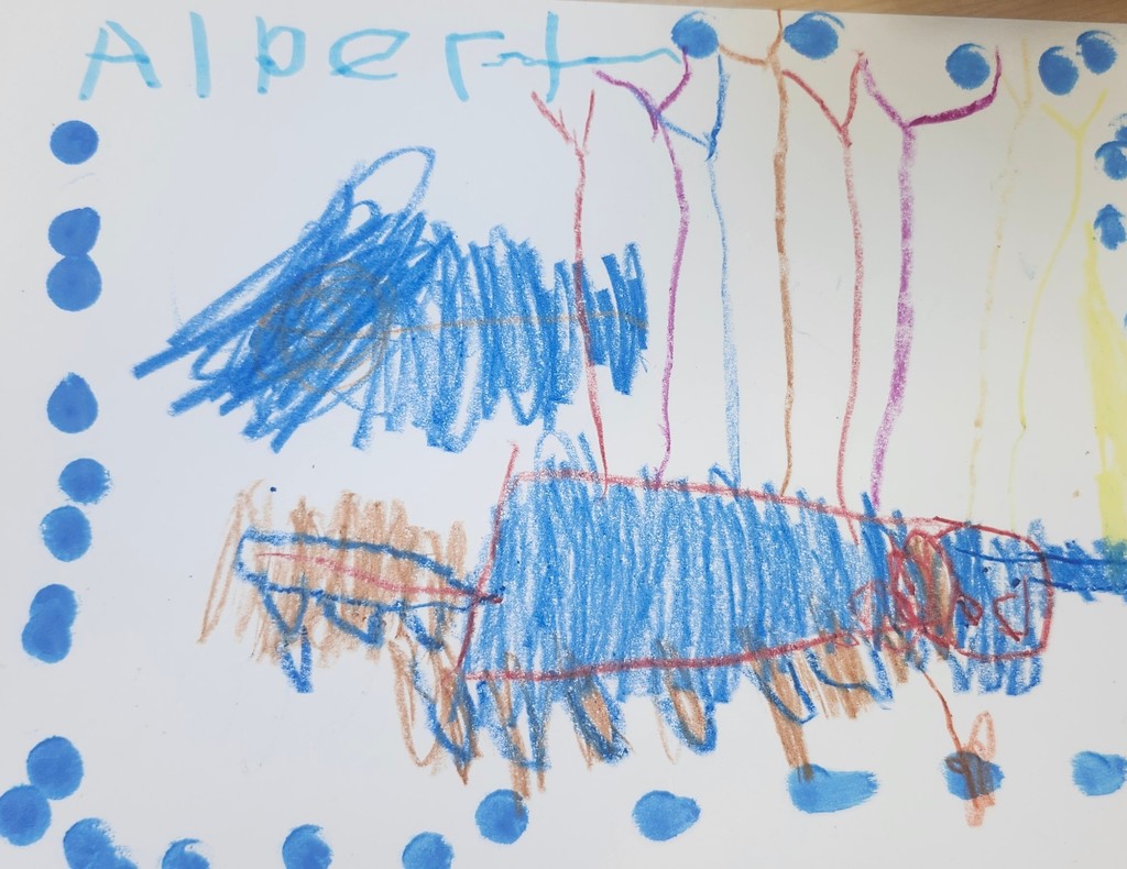 Sept 15 was international DOT day, celebrating the message of Peter H Reynolds' book "The Dot." Kindergartners created dots then used their imagination to turn them into pictures. 
