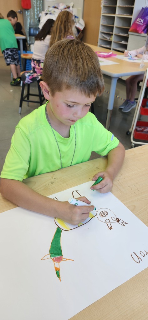 1st graders learned about alebrijes and created imaginary animal drawings that combine different animals in preparation for our upcoming guest artist.