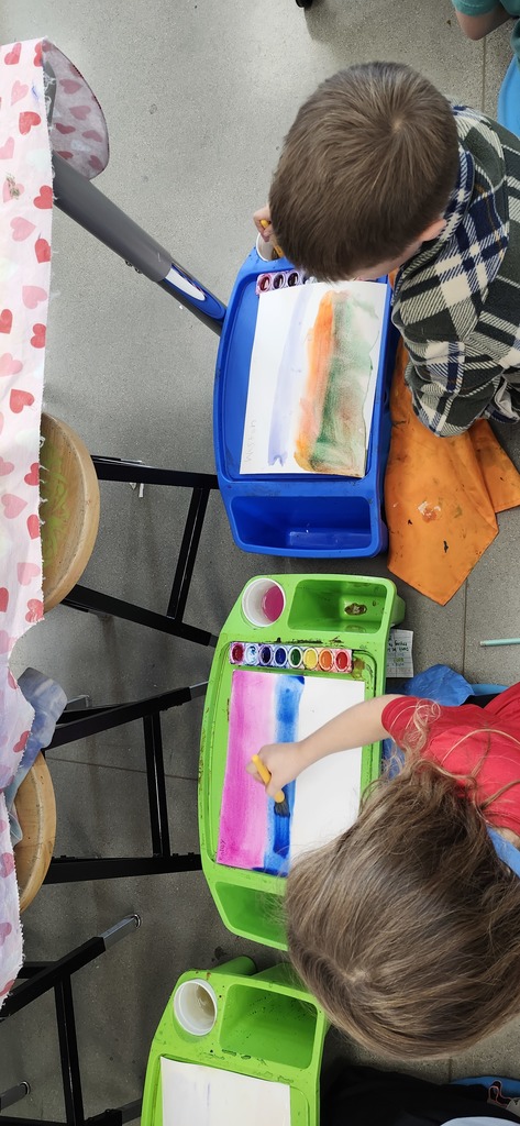 Nothing is more special than hearing the joyful exclamations of kids enjoying the magic of creating! Pictured: 1st graders exploring watercolor painting. 