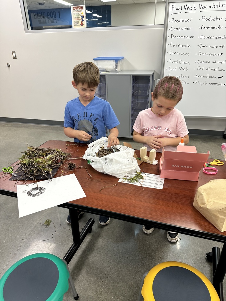 After learning about animals in camouflage, 1st graders have been busy making an animal in its camouflage habitat in the makerspace.