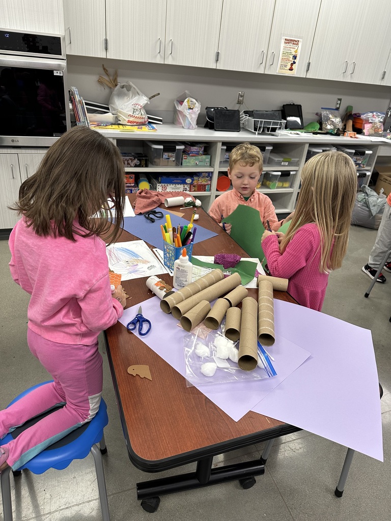 After learning about animals in camouflage, 1st graders have been busy making an animal in its camouflage habitat in the makerspace.