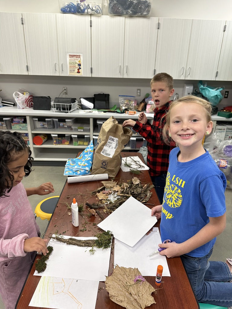 After learning about animals in camouflage, 1st graders have been busy making an animal in its camouflage habitat in the makerspace.