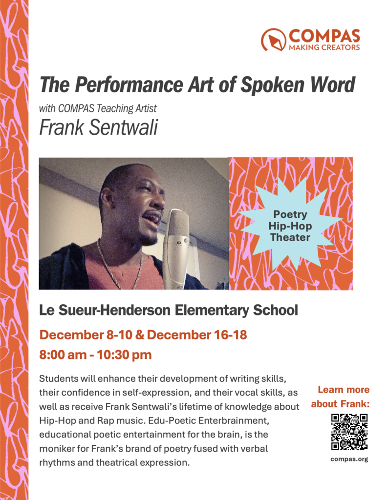 We are so excited to have Frank Sentwali come to share and teach 4th and 5th grade students about the art of Spoken Word. Each 4th and 5th grade class will spend two library media class periods learning about and creating their own Spoken Word. This opportunity is made possible by the MN State Arts Board Grant Mrs. Malphurs and Mrs. Ranft wrote last spring and received approval for this fall.