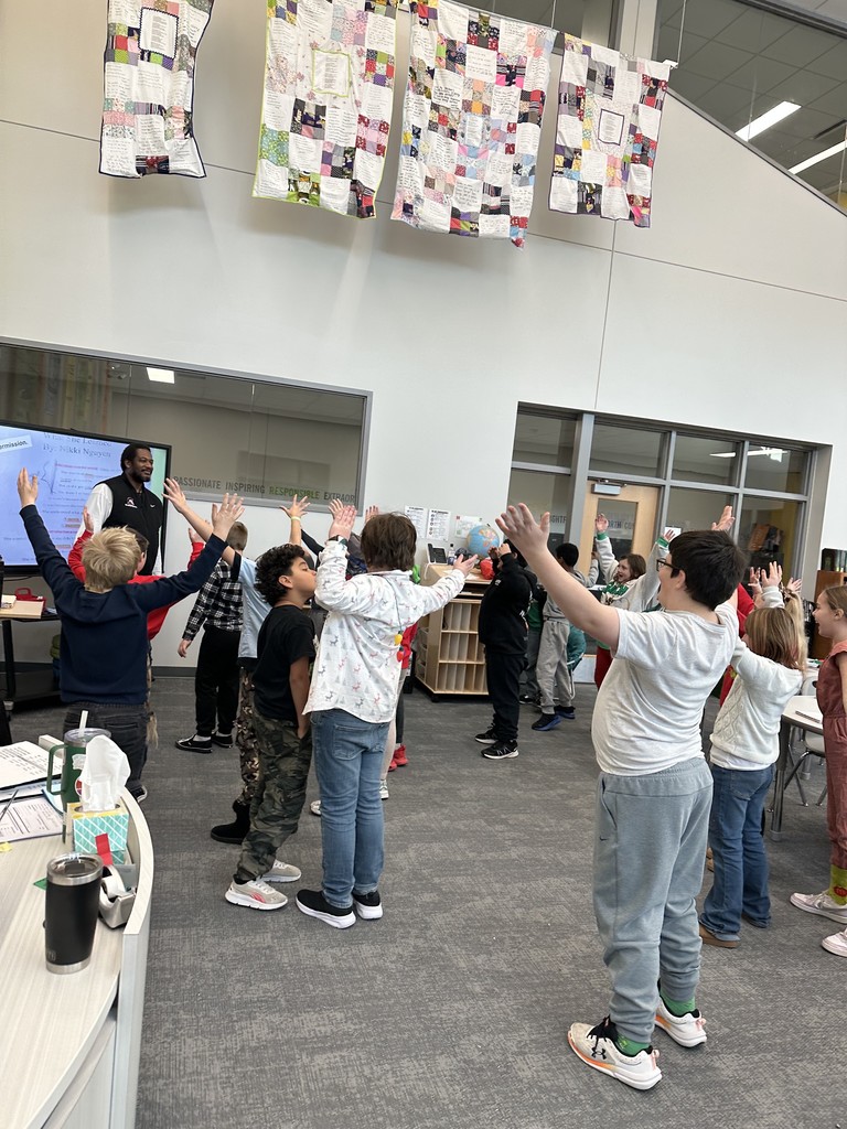 4th graders warm up and practice theatrical skills with guest artist, Frank Sentwali. Students wrote poems and learned techniques for performance.