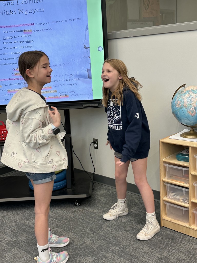 To prepare for the second week with guest artist, Frank Sentwali, 5th graders wrote their own poems. This week they learned about applying theatrical techniques to their performances.