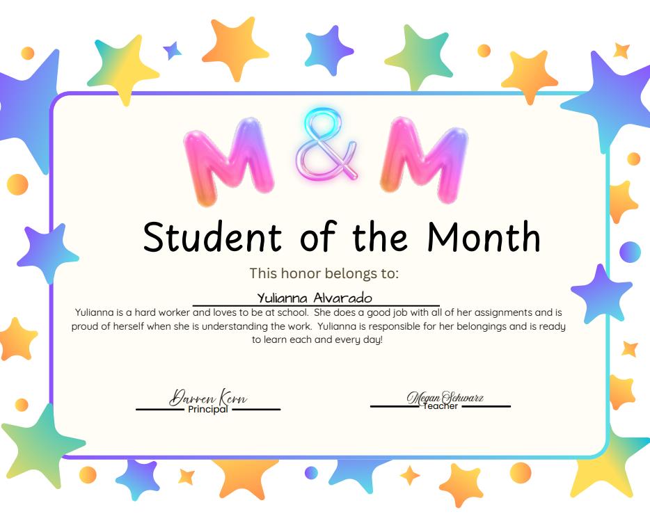 January Students of the Month 