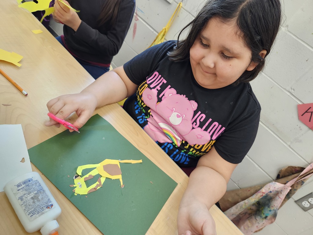 Students in grades K-2 will be going to Stages Theater to see the play Giraffes Can't Dance.  In art we listened to the book, talked about how our bodies bend when we do our favorite dance move, then created collages of giraffes doing that move. Students will also be reading the book in their classrooms and doing academic activities that connect.  This field trip is funded by a grant from the MN State Arts Board made possible by the citizens of Minnesota through appropriations from the MN State Legislature. 