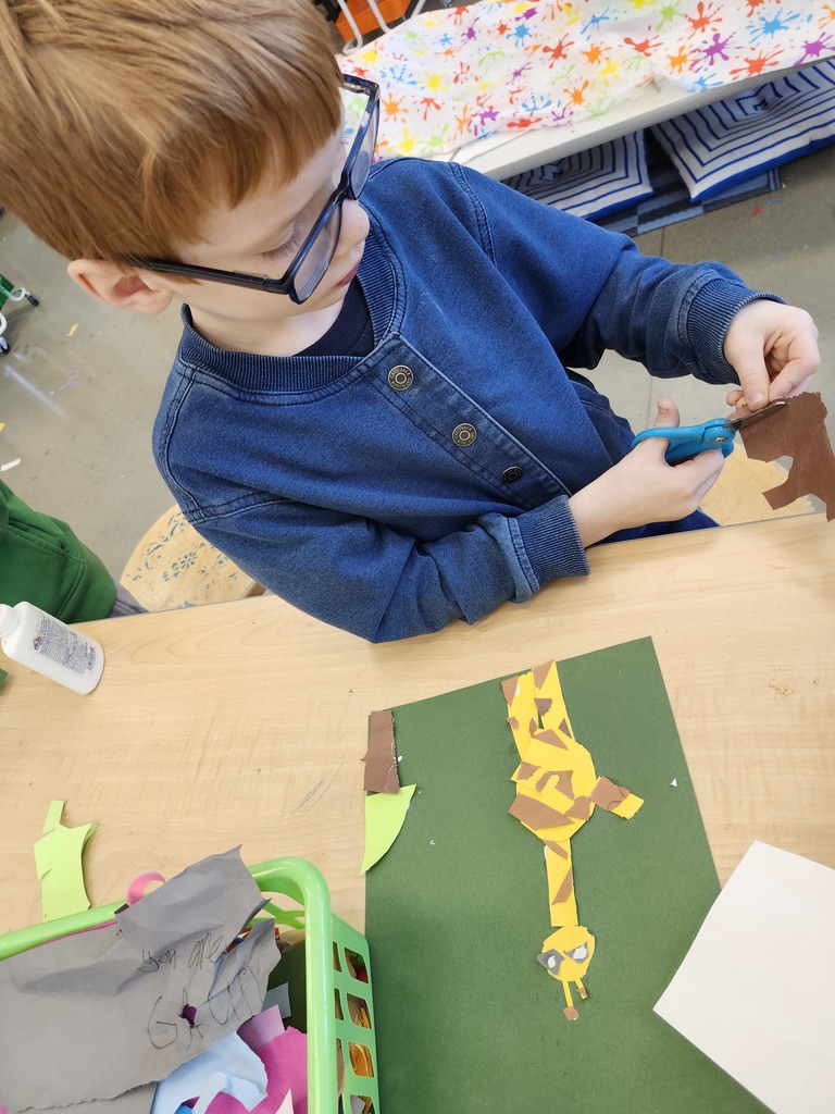 Students in grades K-2 will be going to Stages Theater to see the play Giraffes Can't Dance.  In art we listened to the book, talked about how our bodies bend when we do our favorite dance move, then created collages of giraffes doing that move. Students will also be reading the book in their classrooms and doing academic activities that connect.  This field trip is funded by a grant from the MN State Arts Board made possible by the citizens of Minnesota through appropriations from the MN State Legislature. 