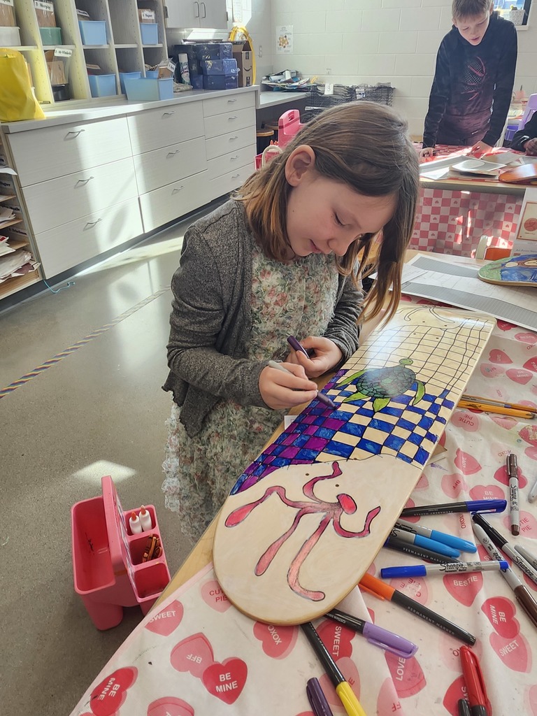 Look at the engagement and pride in these students as they created their own skate deck art. This programming is funded by a MN State Arts Board grant, made possible by the citizens of Minnesota through appropriations from the Minnesota State Legislature. Join us Thursday any time between 3:30-5:30pm at LSHE to view the skate decks and meet the guest artist, Mark Rivard.