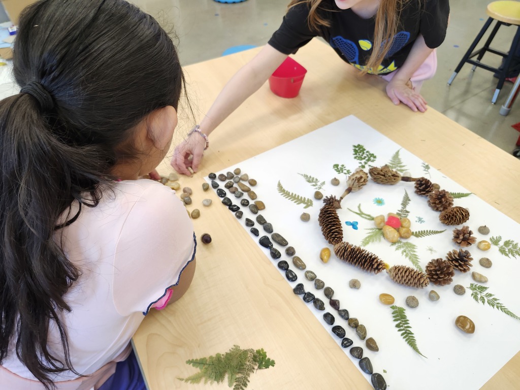 Wow! Look at this gorgeous work! Third graders learned about ephemeral art with nature and worked in collaborative groups to make their own designs.