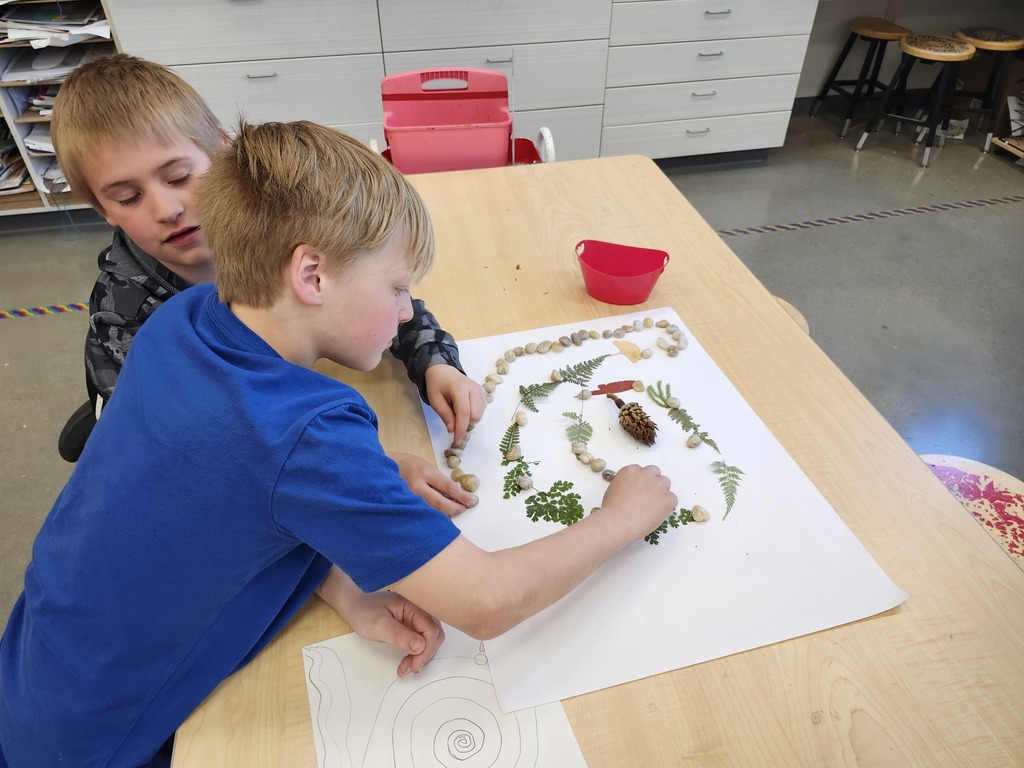 Wow! Look at this gorgeous work! Third graders learned about ephemeral art with nature and worked in collaborative groups to make their own designs.  