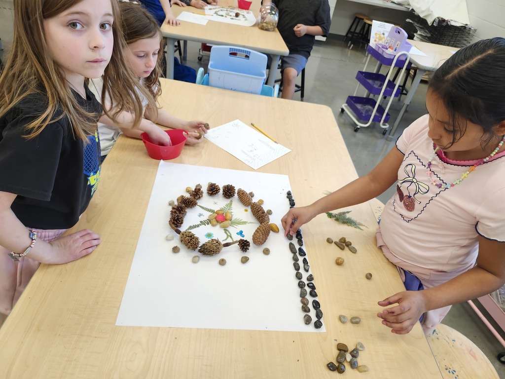 Wow! Look at this gorgeous work! Third graders learned about ephemeral art with nature and worked in collaborative groups to make their own designs.  