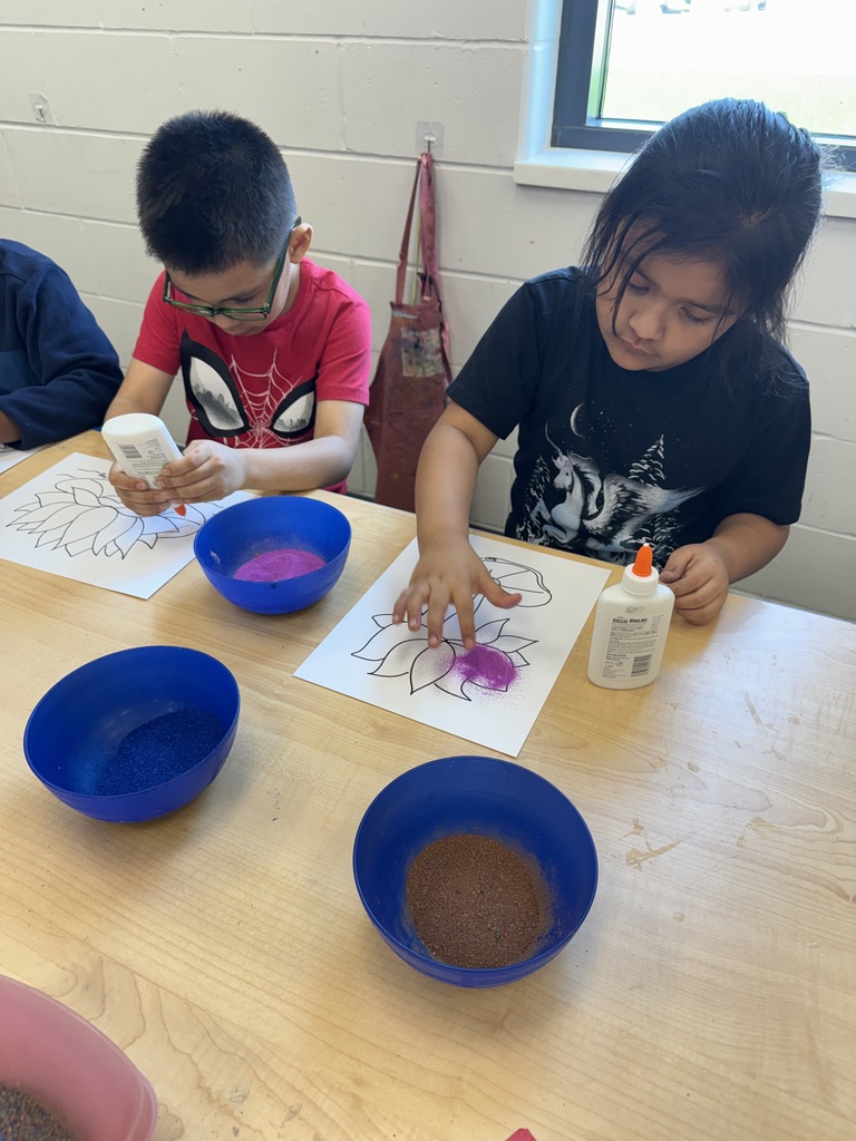 This week in art LSH Elementary students learned about the temporary art of rangoili from guest artist, Shakun.