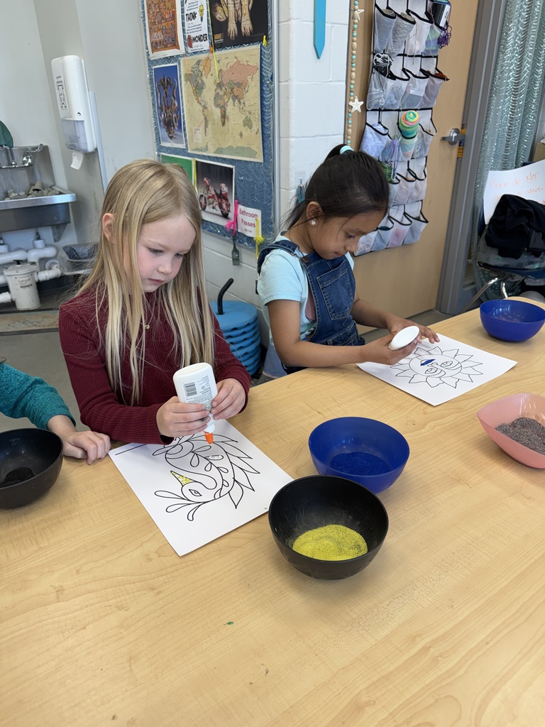 This week in art LSH Elementary students learned about the temporary art of rangoili from guest artist, Shakun.