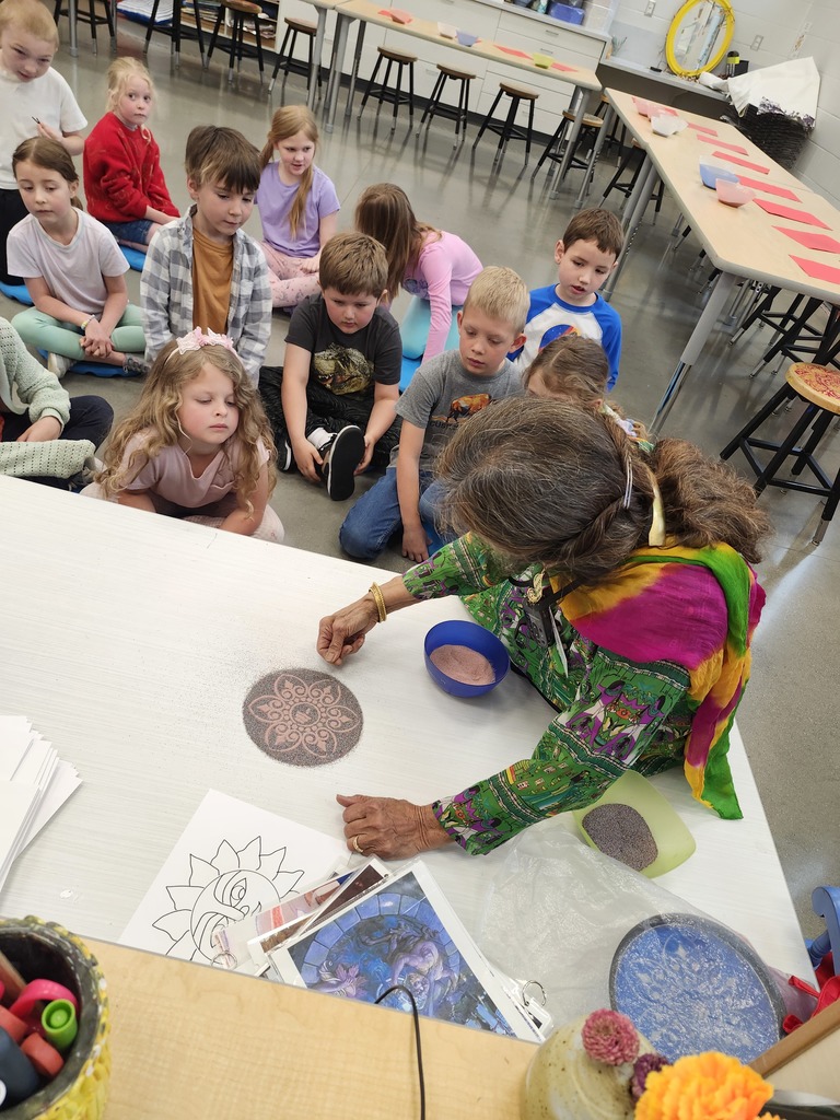 1st graders learned about temporary art with guest artist, Shakun. This programming is supplrted by the Minnesota State Arts Board with funds appropriated by the MN State Legislature via the people of MN.