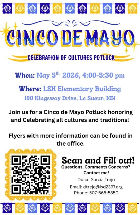 Cinco De May o Celebration of Cultures Potluck, May 5 from 4-5:30pm
