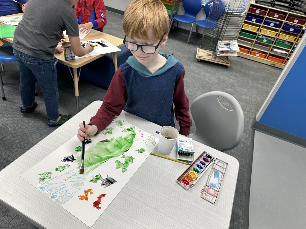 Mr Seipel and Mrs Malphurs teamed up today to create a cross-curricular lesson. The students had to combine learning from literacy and art to create a wax resist watercolor painting that used 3 of their 5 vocabulary words from their new literacy unit. Check out these amazing pictures of prey, predator, habitat, ecosystem and research. Students did a fantastic job of using their knowledge in both subjects to demonstrate what they know.