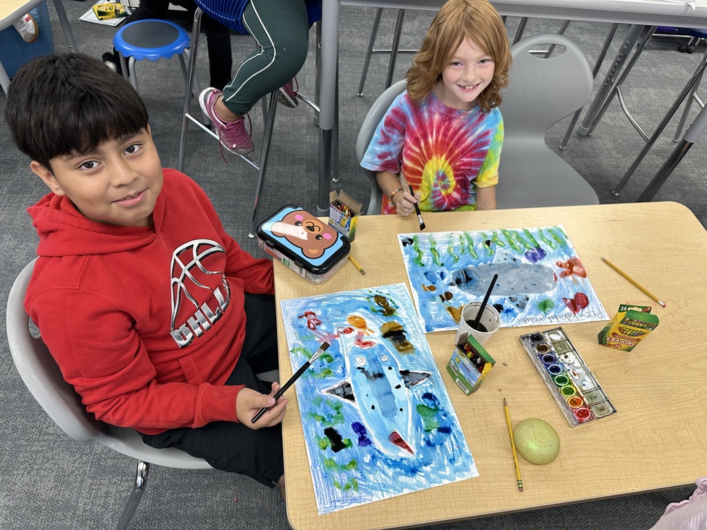 Mr Seipel and Mrs Malphurs teamed up today to create a cross-curricular lesson. The students had to combine learning from literacy and art to create a wax resist watercolor painting that used 3 of their 5 vocabulary words from their new literacy unit. Check out these amazing pictures of prey, predator, habitat, ecosystem and research. Students did a fantastic job of using their knowledge in both subjects to demonstrate what they know.