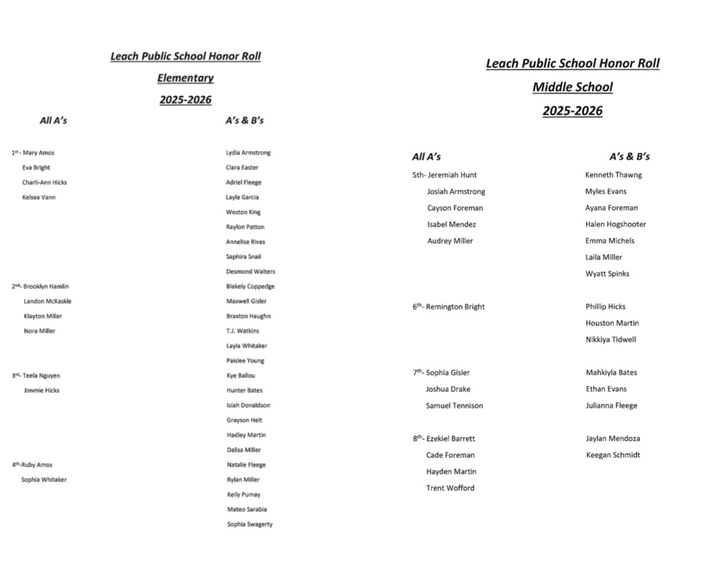 2025-2026 Honor Roll