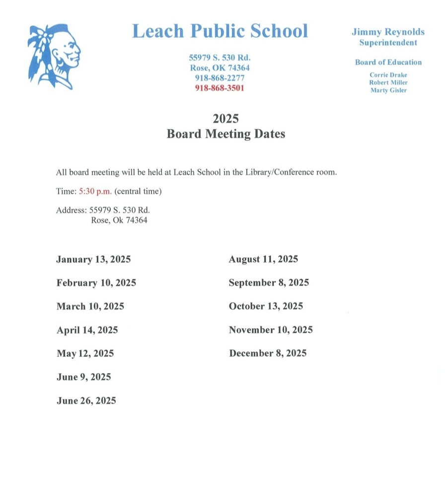 Board Meeting Dates