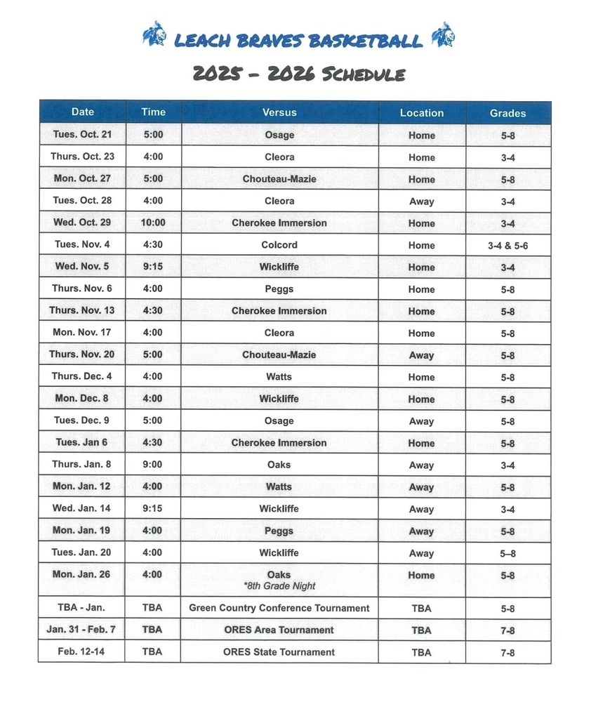 2025-2026 Basketball Schedule