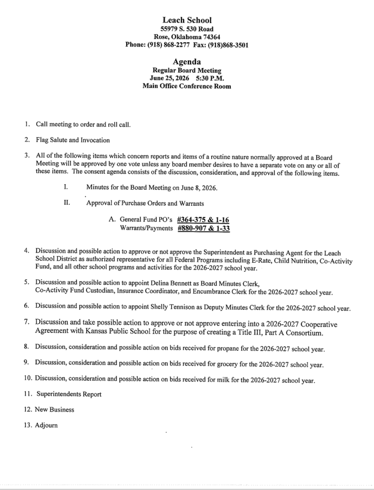 Board Agenda