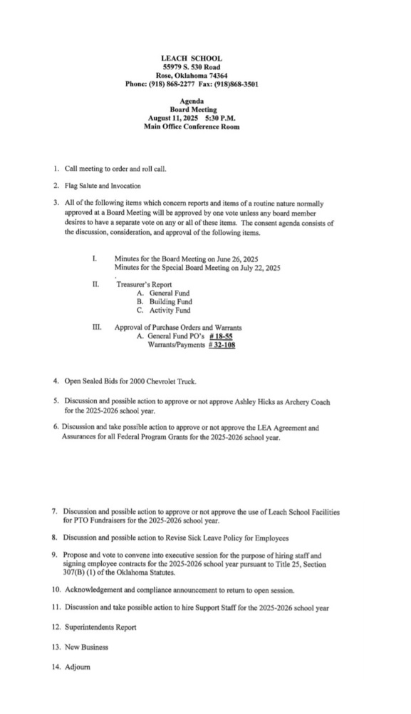 August Board Meeting