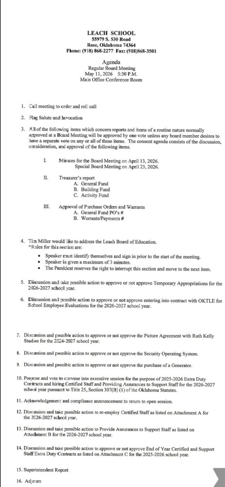 May Board Meeting