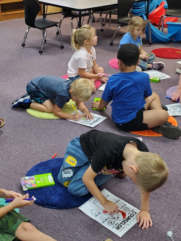 Kindergarten lesson with counselor, Mrs. Clary