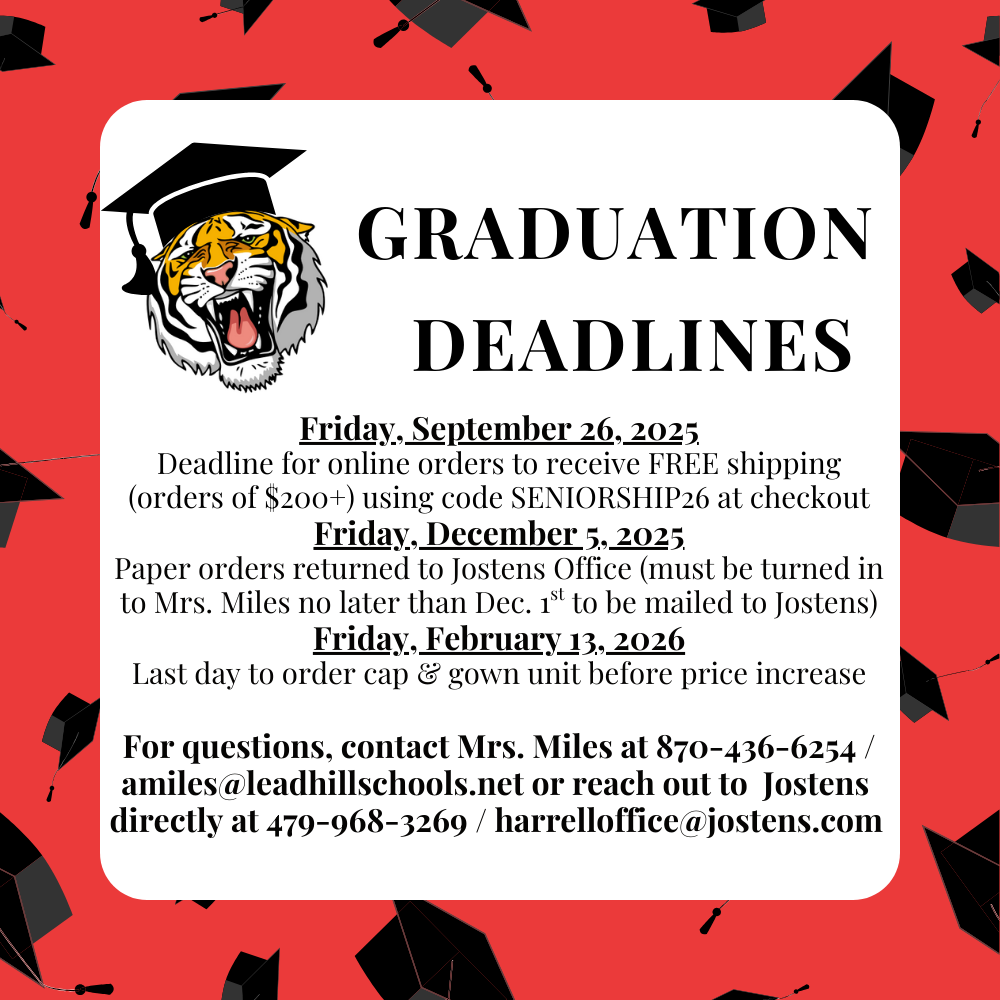 Class of 2026 Graduation Deadlines for Jostens Orders