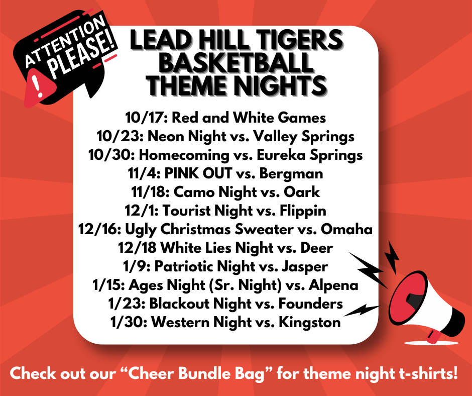 Lead Hill Tigers Basketball Theme Nights