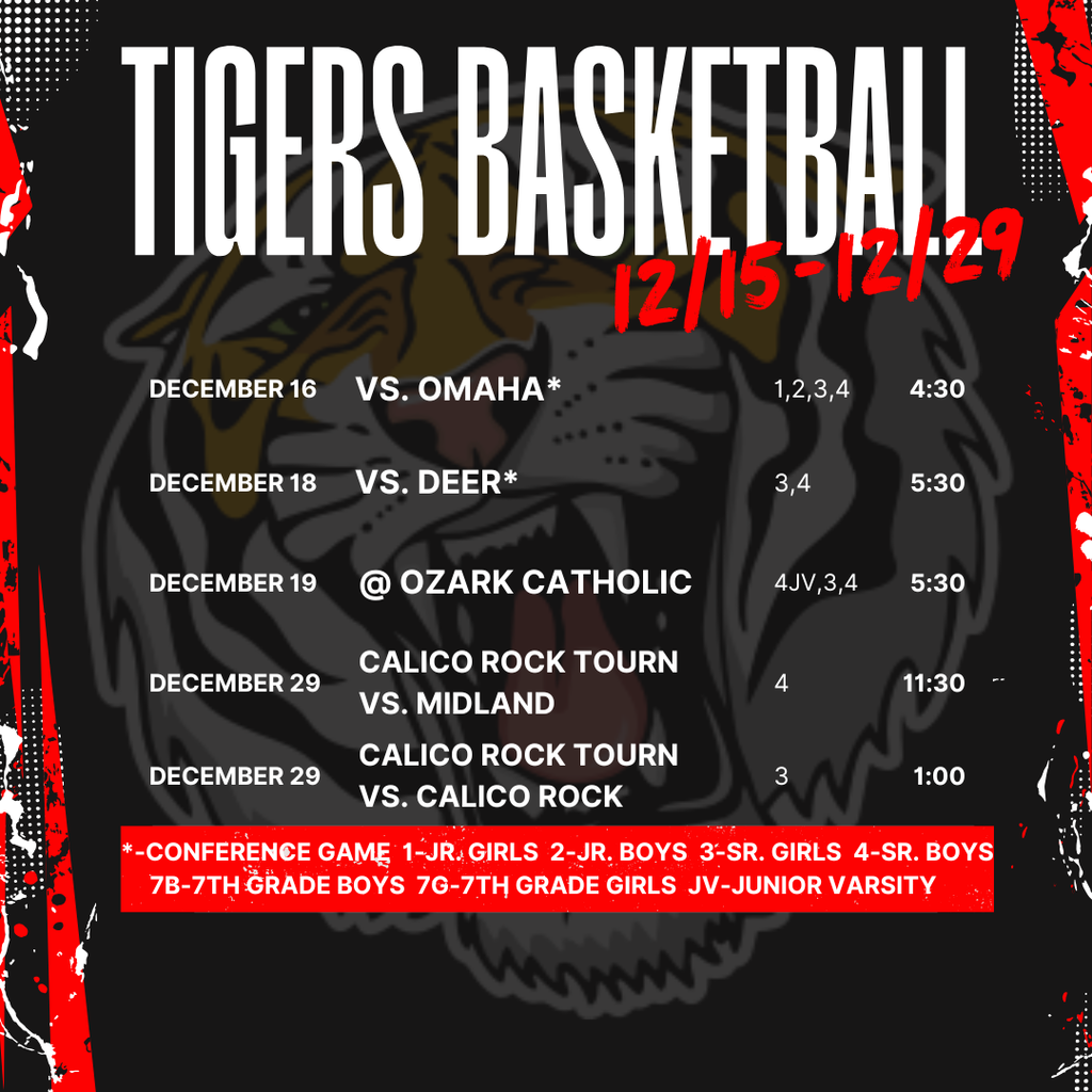 Weekly schedule for 12/15-12/29