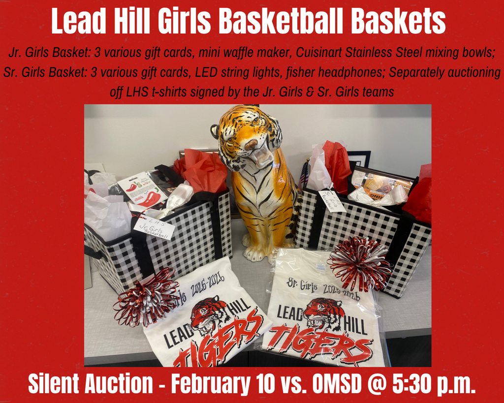 Check out these baskets from Lead Hill Girls Basketball Teams and the Athletics Program! The Jr. Girls are auctioning off a basket with a $50 Visa gift card, $25 Chili's gift card, TGI Fridays gift card, mini waffle maker, and Cuisinart stainless steel mixing bowls with non-slip base! The Sr. Girls are auctioning off a basket with a $50 Visa gift card, $10 Neighbor's Mill gift card, Buffalo Wild Wings gift card, 30 ft. LED string lights, and Fisher headphones! Each team will also be auctioning off a Lead Hill Tigers t-shirt signed by all the members of each team. The Athletics Program is auctioning off a CS Bank basket which includes a Yeti Tundra cooler, bags, shirt, hat, and more (donated by CS Bank). These baskets will be available to bid on at tonight's Silent Auction!!