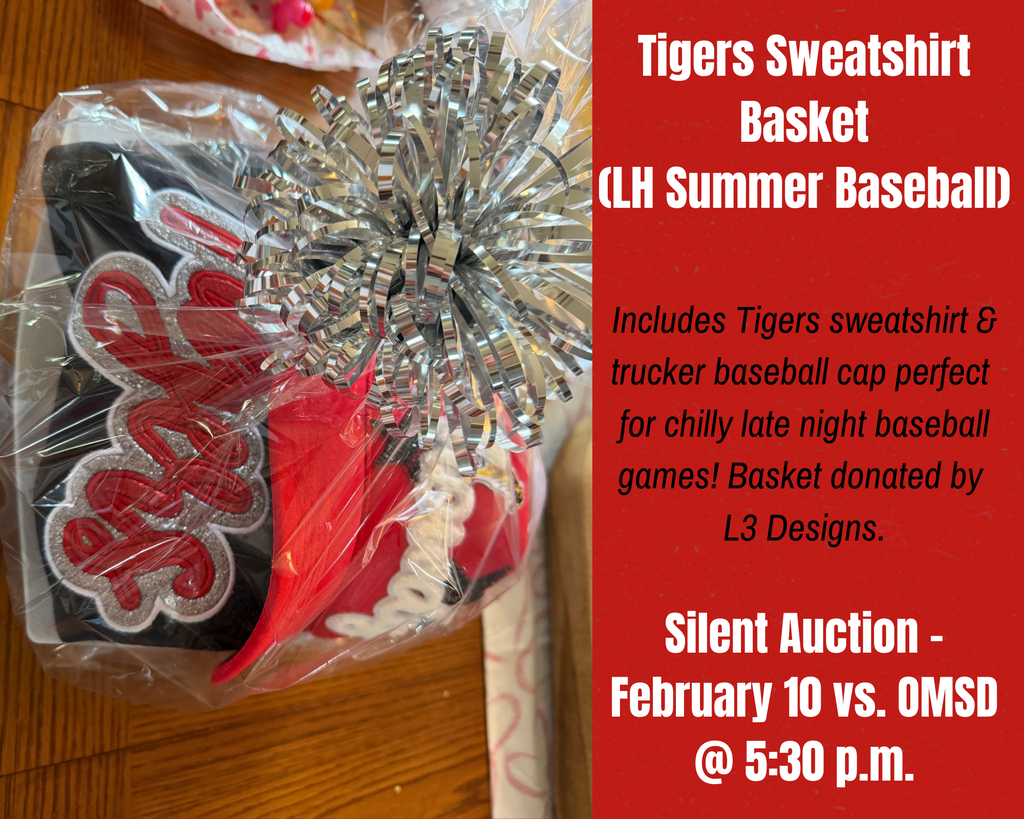 Check out these baskets from Lead Hill Baseball & the Summer Baseball Program! Lead Hill Baseball is auctioning off a LH Baseball basket with Tigers Baseball fan gear & $40 gift certifcate for ImpacTees (basket donated by ImpacTees)! The Lead Hill Summer Baseball Program is auctioning off a Tigers Sweatshirt basket which includes a Tigers sweatshirt & trucker baseball cap perfect for chilly late night baseball games (basket donated by L3 Designs) and a "Walking on Sunshine" basket filled with 4 “Walking on Sunshines” dirty soda kits from Fizzy Mix (basket donated by Fizzy Mix)! These baskets will be available to bid on at tonight's Silent Auction!!