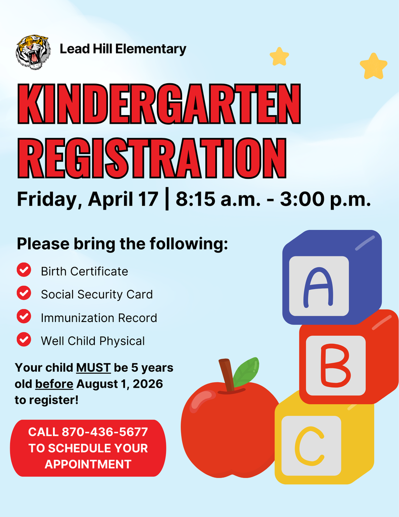 Kindergarten Registration April 17th from 8:15-3:00 p.m.