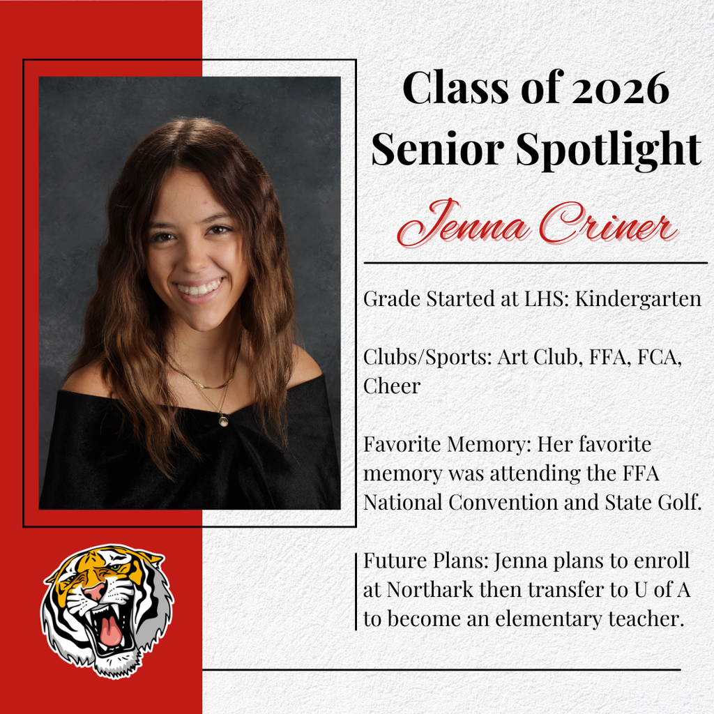 Class of 2026 Senior Spotlight:  Jenna Criner❤️🎓🤍
