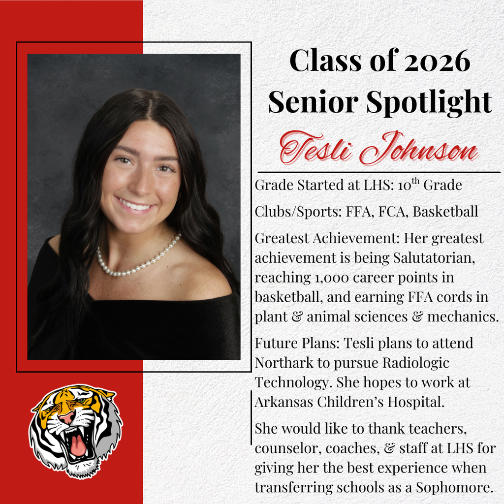 Class of 2026 Senior Spotlight: Tesli Johnson❤️🎓🤍